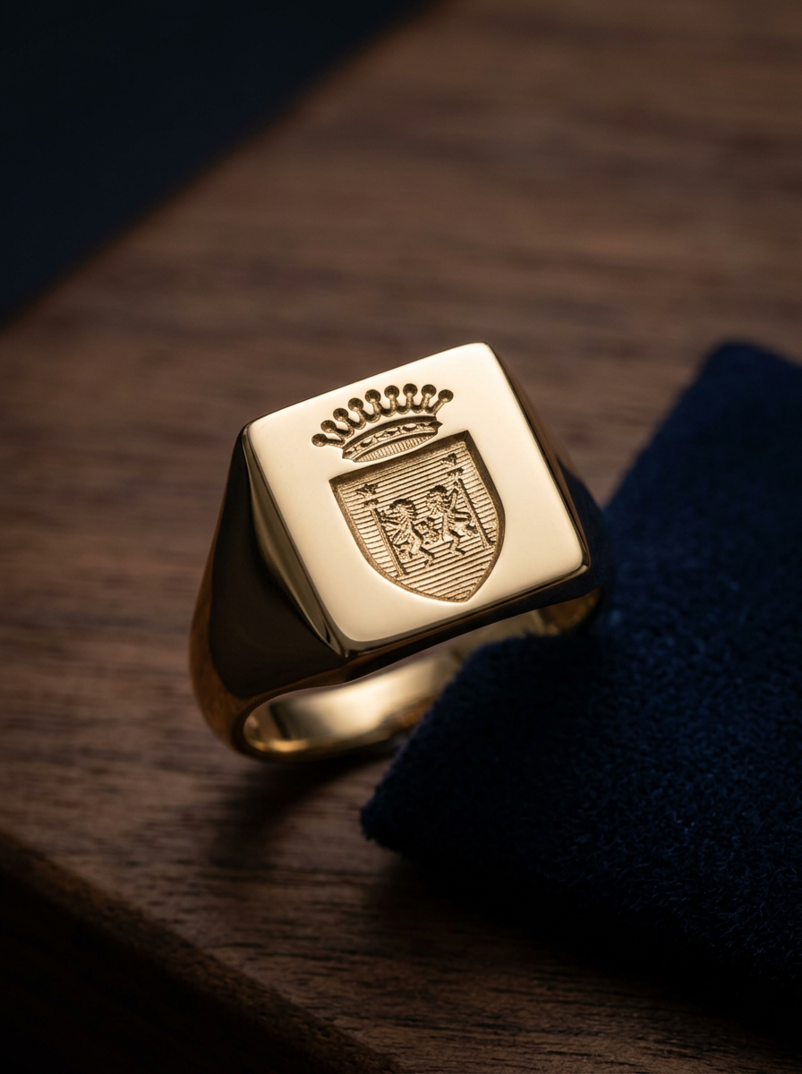 Chevalière carrée – plateau héraldique