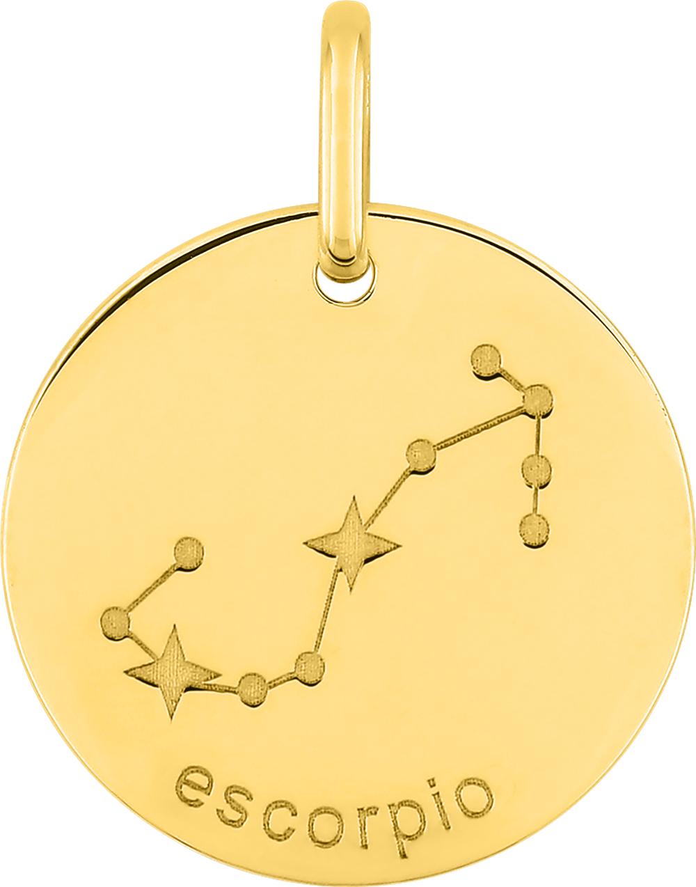 Médaille Or Jaune 375 Constellation Scorpion Pendentif