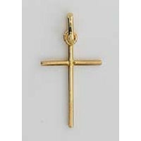 Croix En Or Jaune 18K Fil Rond 17x14 Mm Pendentif Bijou Fin Pour Femme