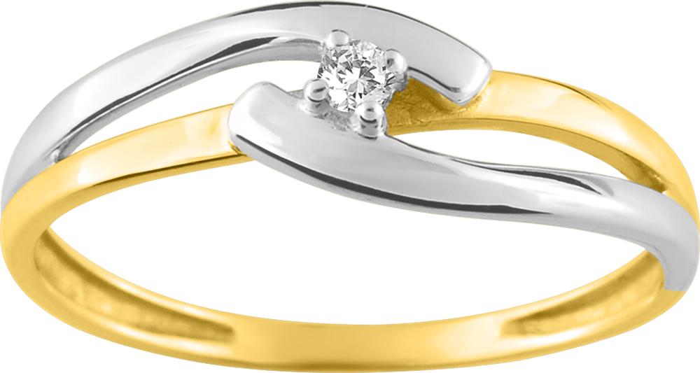Bague solitaire or jaune et blanc  750/1000 diamant derti 4 griffes GH-P1 0.22 carat