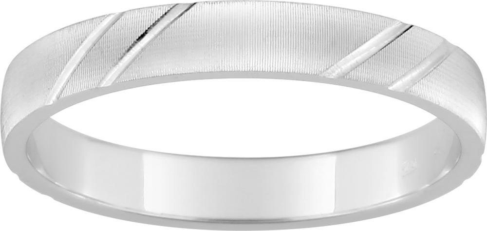 Alliance conteporaine en or blanc 750/1000 avec fines diagonales de largeur 3 mm