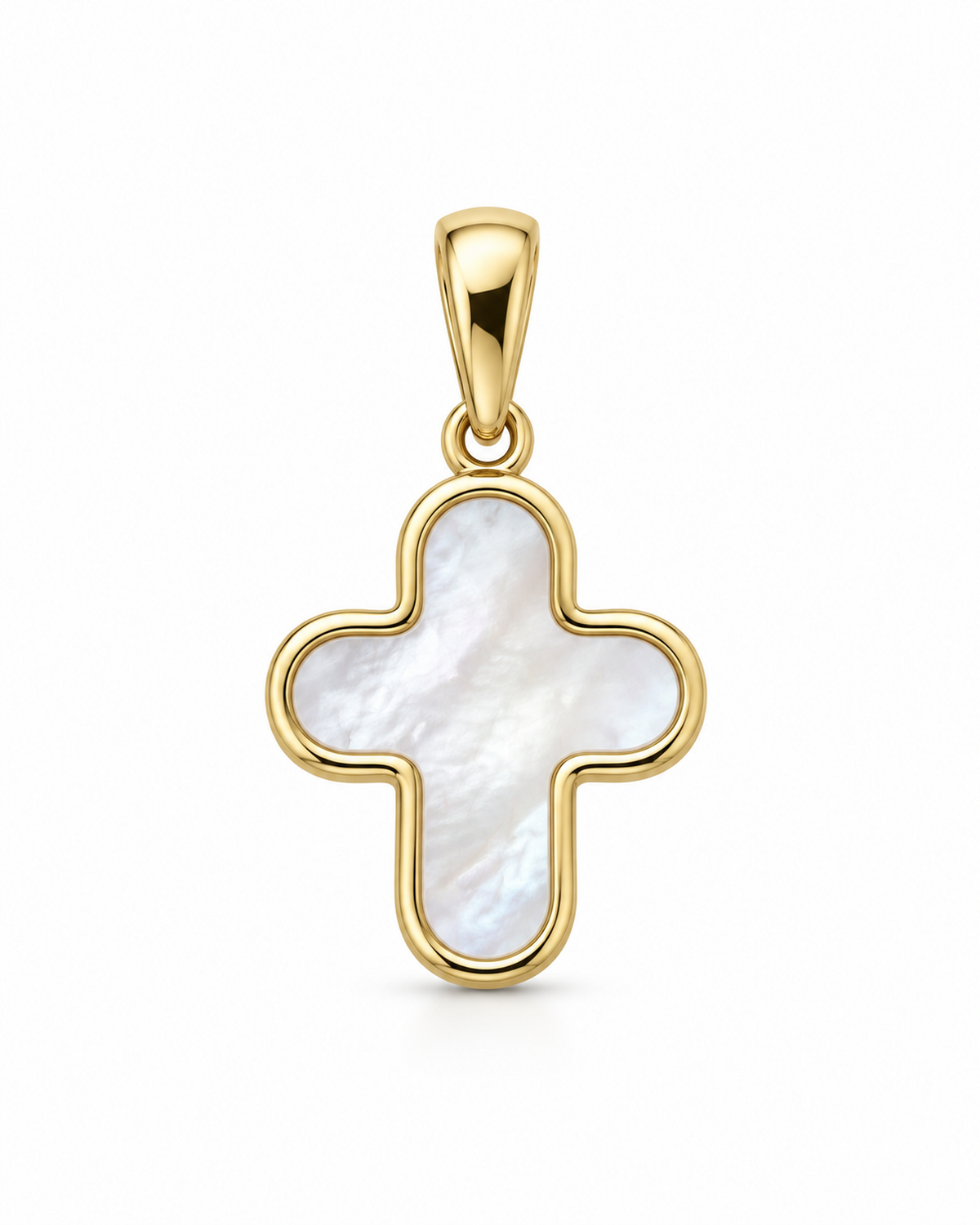 Pendentif croix nacre en or jaune 9 carats — vue produit