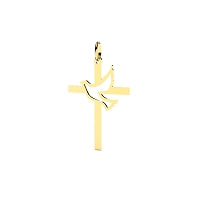 Pendentif Croix Or Jaune 375/1000 Colombe Ajourée