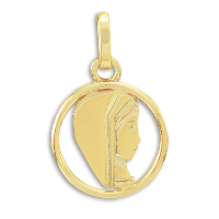 Médaille Or Jaune 375M Vierge Dorée Diamètre De 12 Mm