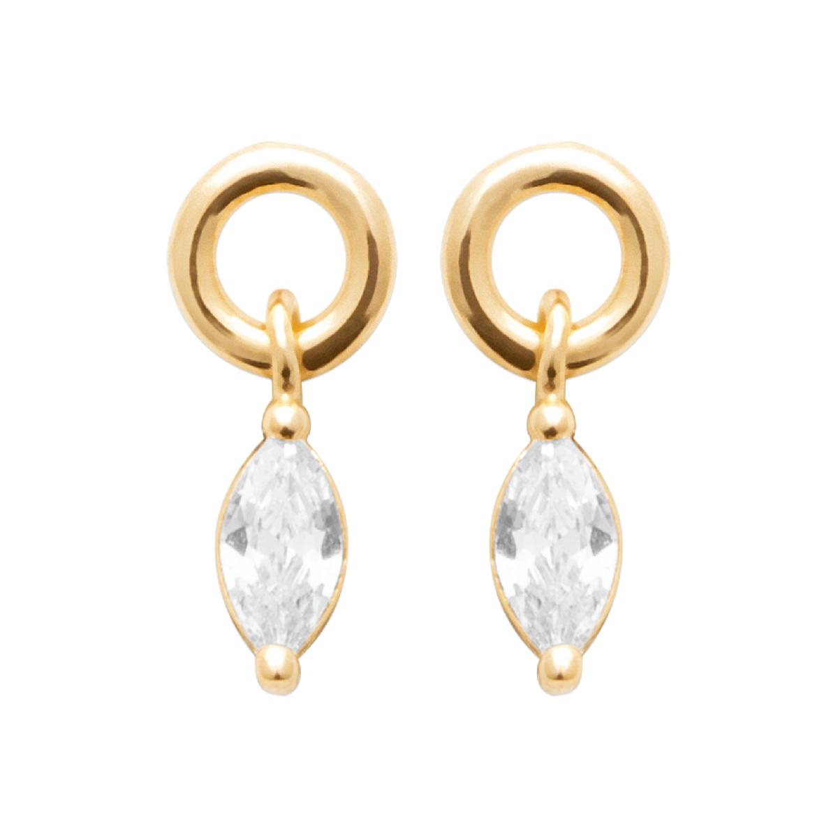 Boucles D'Oreilles Pierres Blanches Brillantes Gravées Signature Fine – Zirconium