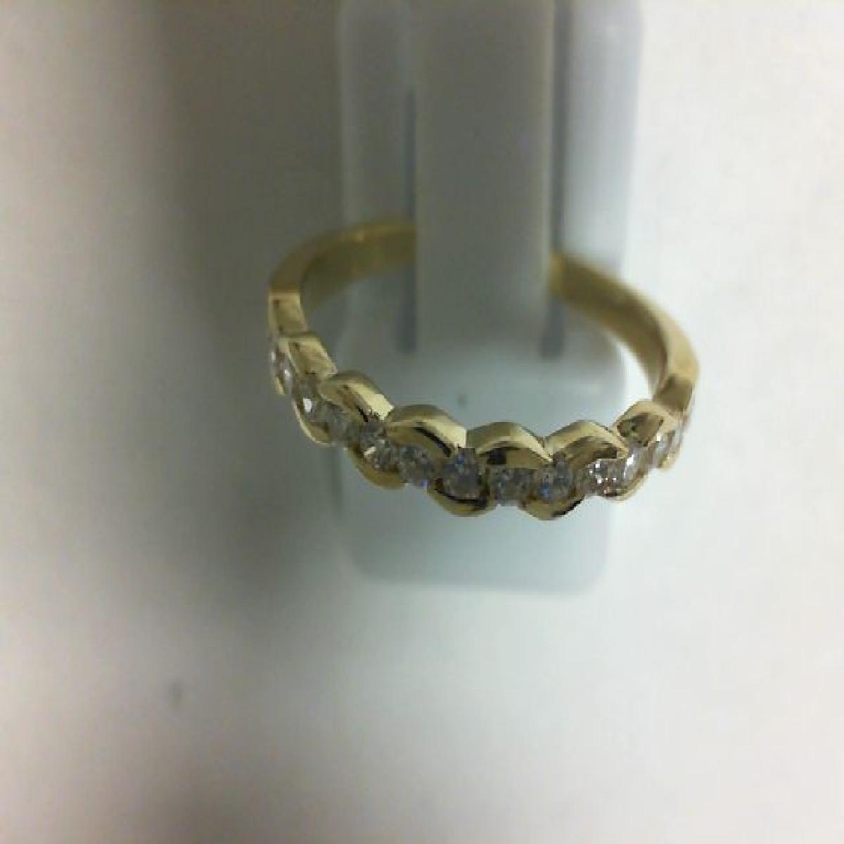 Alliance Ondulée Sertie De Quinze Diamants Brillants Or Jaune 18 Carats Taille 52