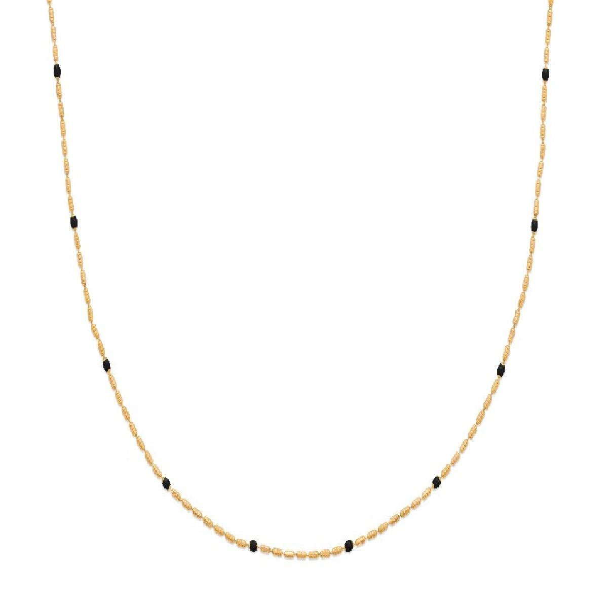 Collier Billes Émail Noir Finement Colorées et Lustrées – Plaqué Or Jaune 3 Microns