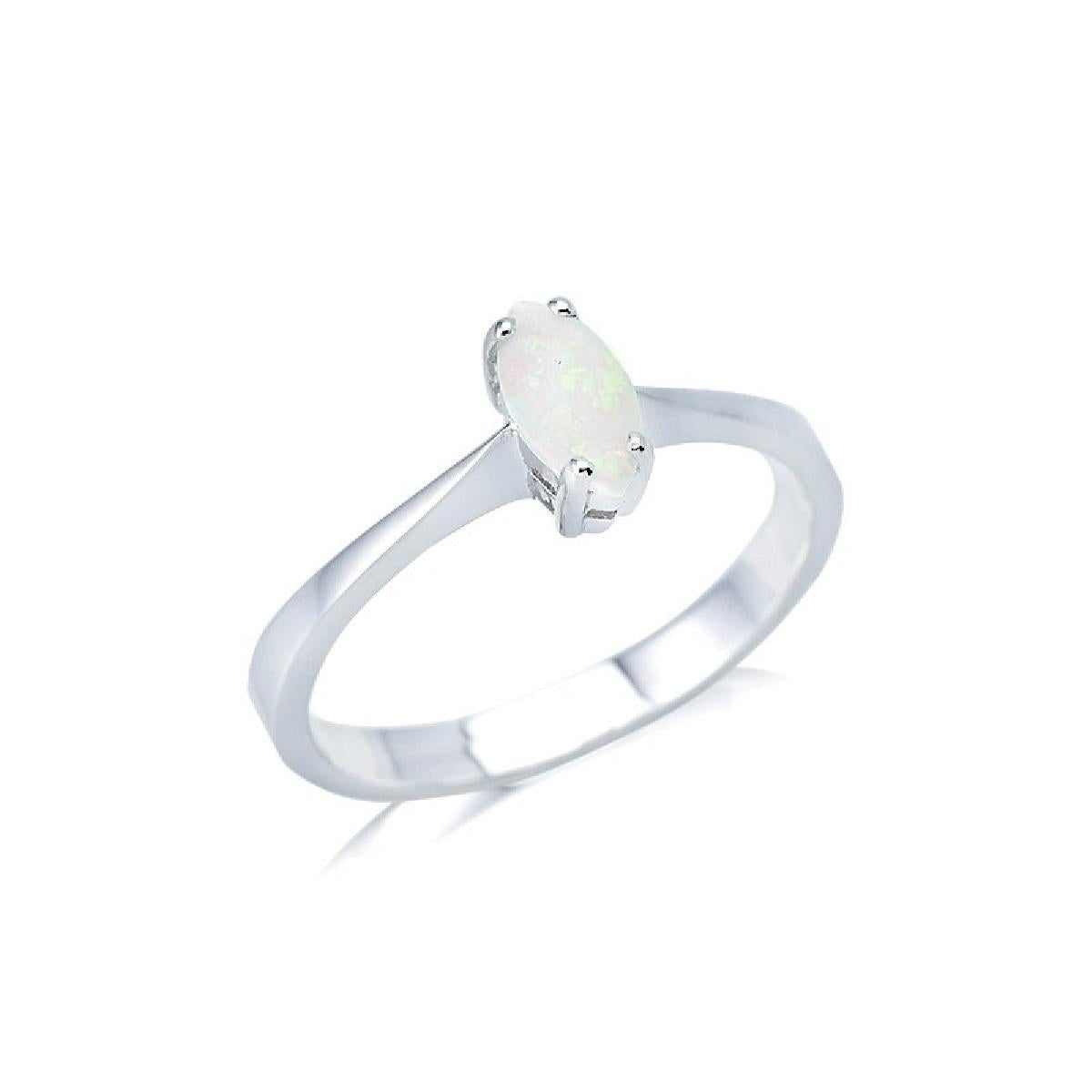 Bague Solitaire Opale – Argent 925, Sertie D'une Pierre Naturelle, Confection Traditionnelle En Atelier