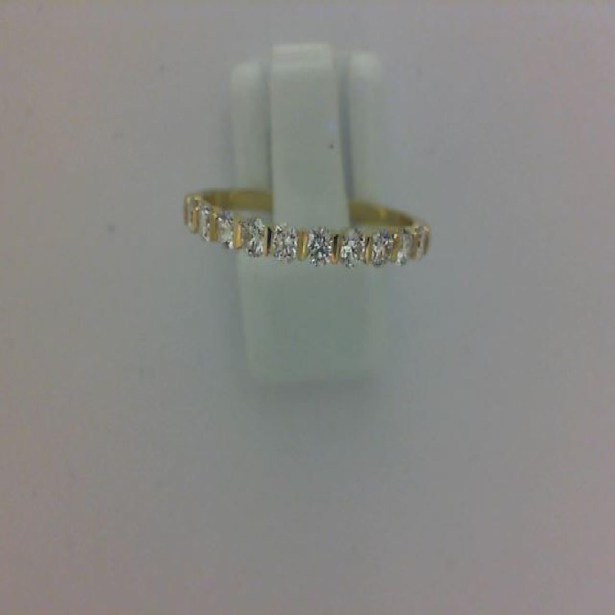 Alliance Demi-Tour Diamants Serti Barrette Moderne Taille Brillant Pavés – Or Jaune 750/1000