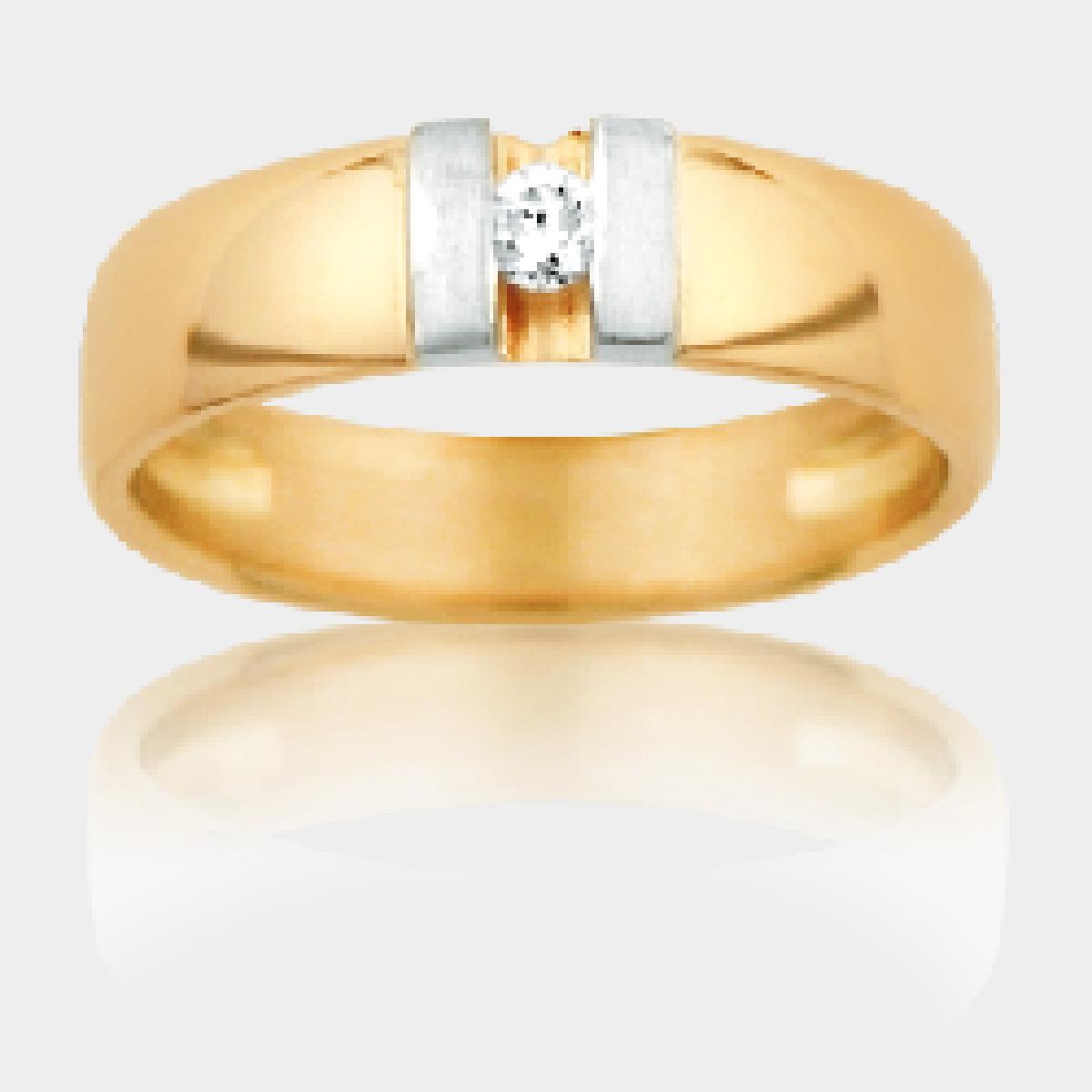 Bague Diamant Pierre Blanche Taille Brillant Centre Ancien Style Cristal – Or 18 Carats