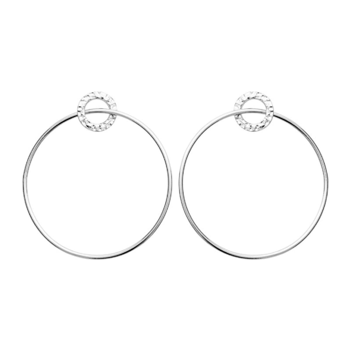 Boucles D'Oreilles Cercles Martelés AG925 – Argent Rhodié 925/1000 Poli Brillant Lustré