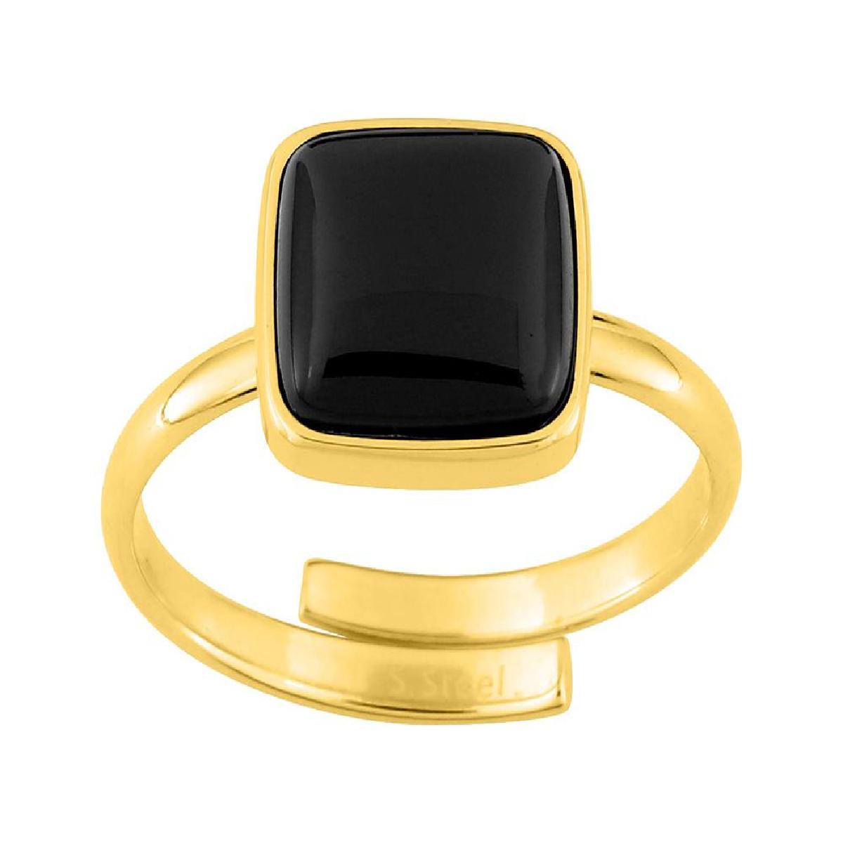 Bague Solitaire Pierre De Couleur Cabochon Ovale Transparent Satiné – Acier Inoxydable