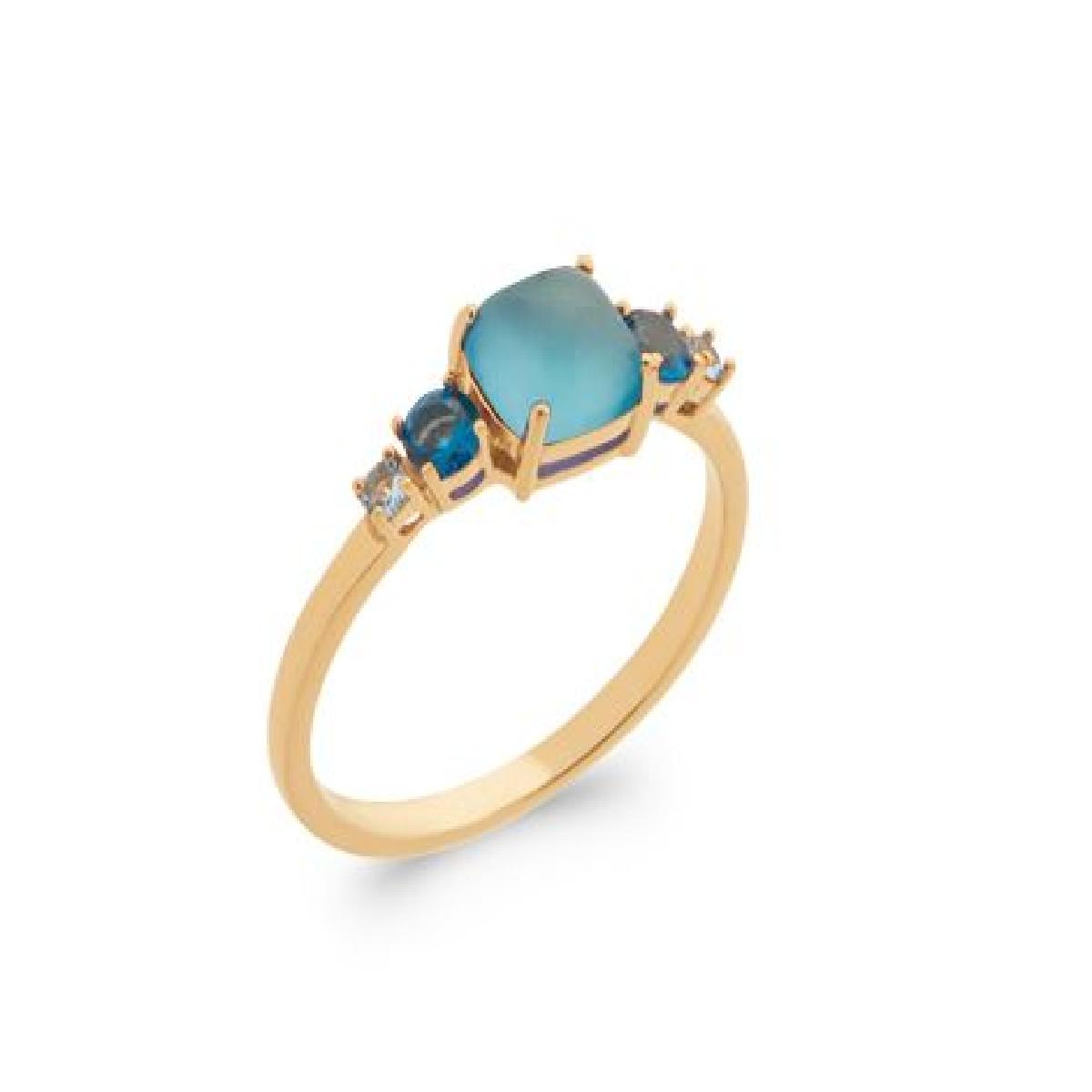 Bague Colorée ALOÏZE Agathe – Plaqué Or Jaune 750/1000