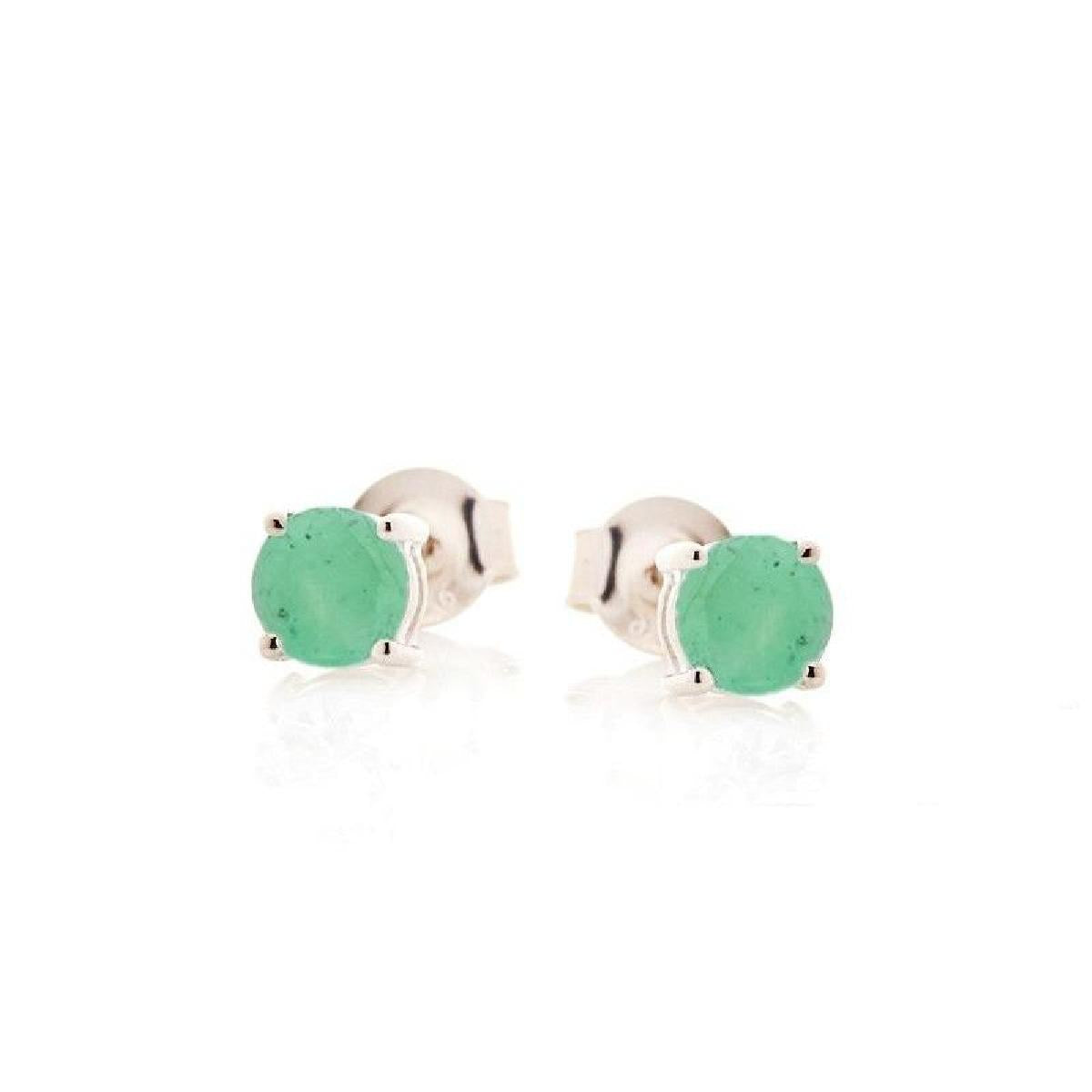 Boutons d'Oreilles Pierres De Couleur AG925 – Aventurine Naturelle Facettée Monture Argentée