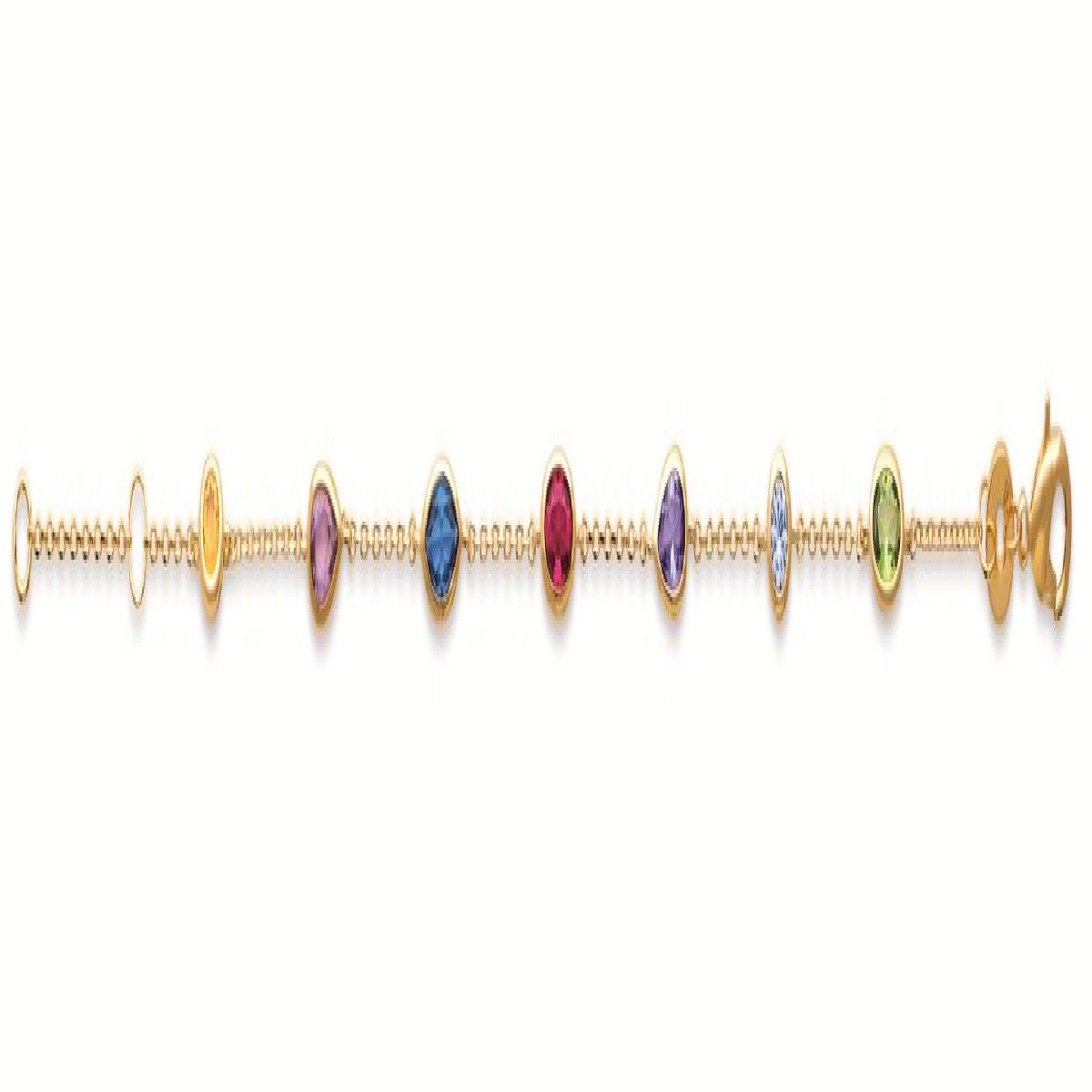 Bracelet Zirconium Multicolore – Plaqué Or Jaune 750/1000 3 Microns Fermoir Mousqueton