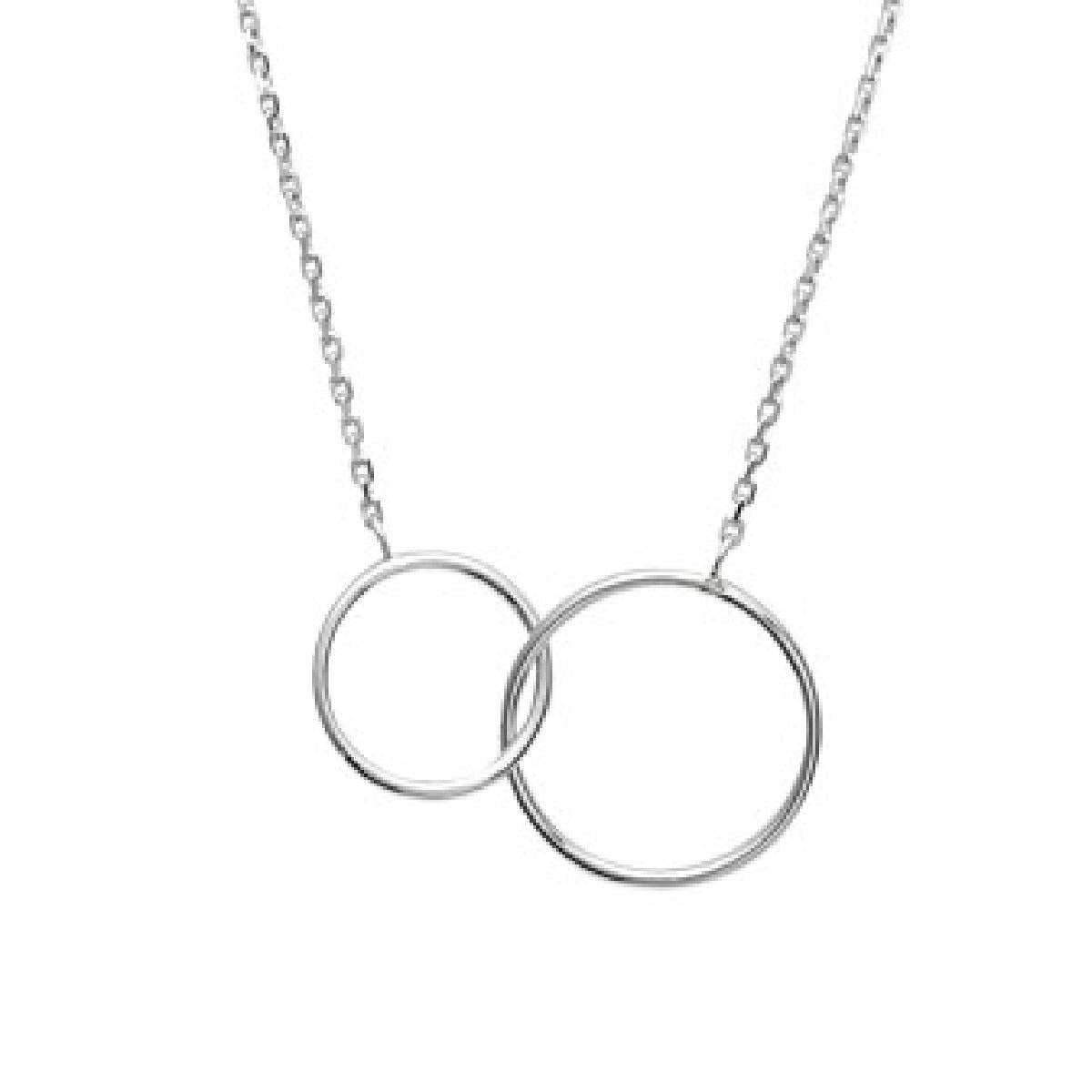 Collier Fin Double Chaîne Avec Anneaux Entrelacés ALOÏZE AG925 – Argent Rhodié 925/1000