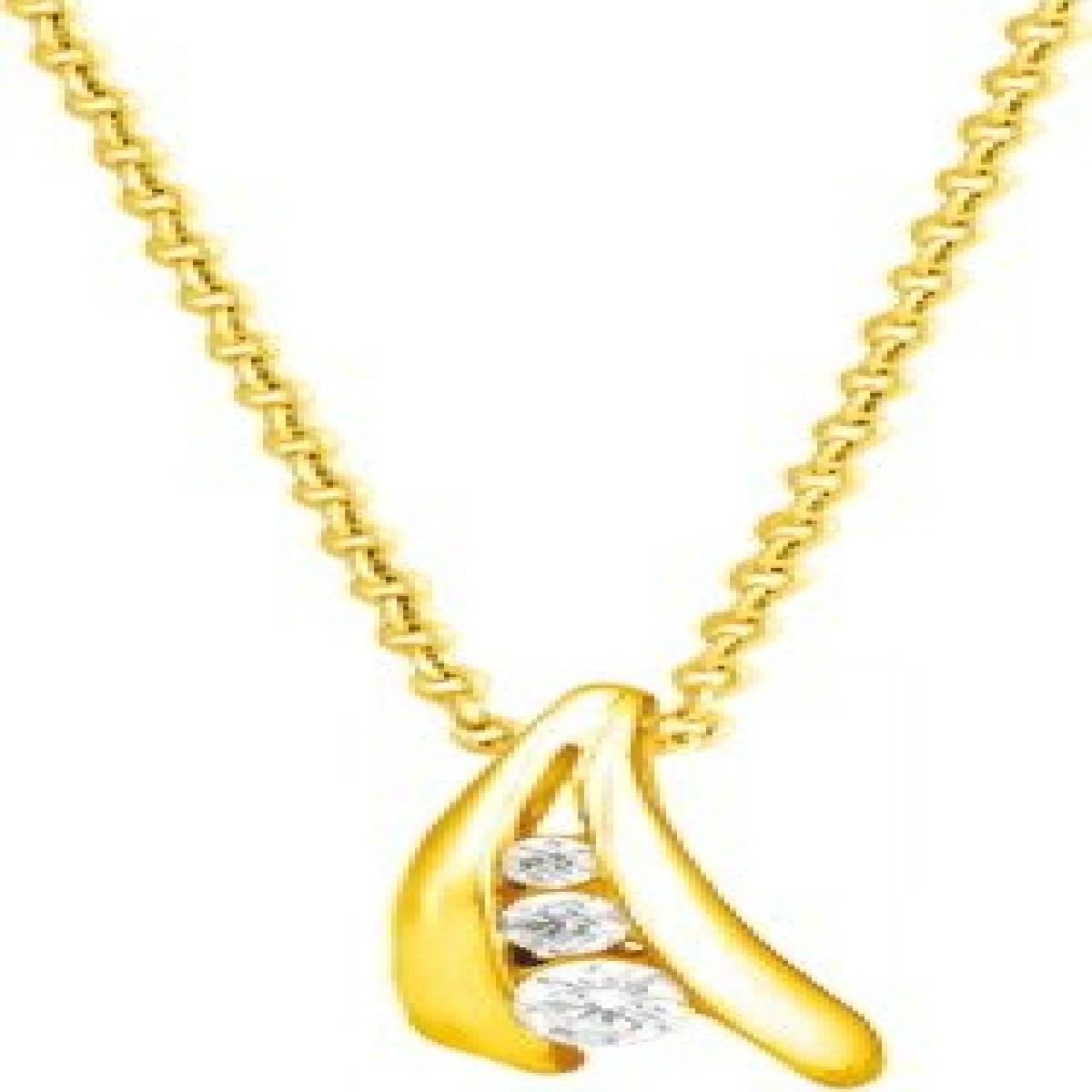 Collier AU750 Diamant Taille Brillante Longueur Réglable 40 Cm Serti Griffes Or 18 Carats