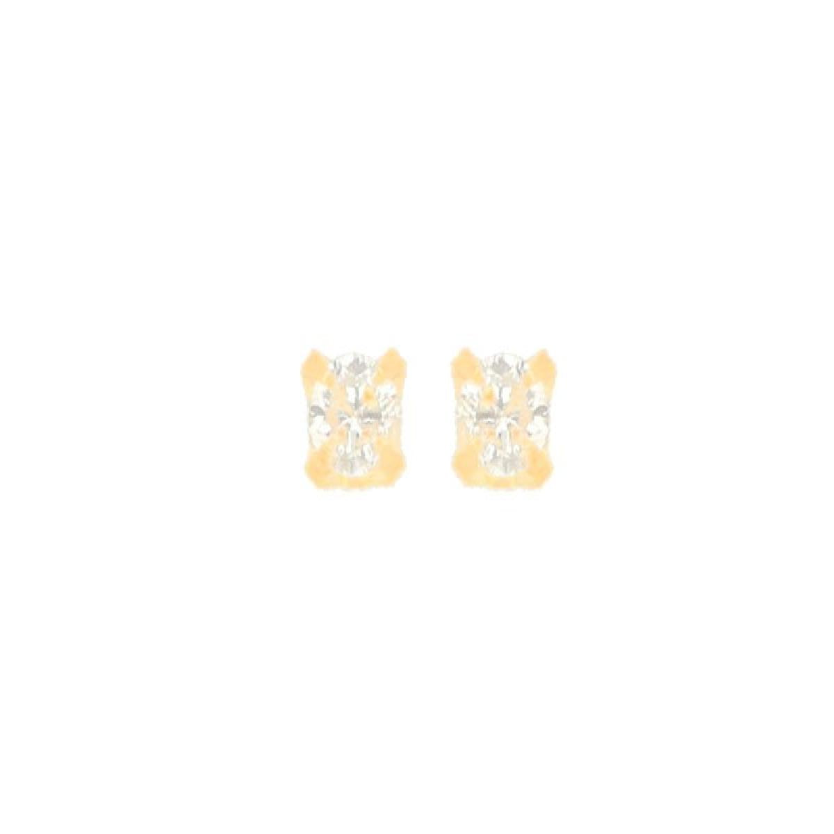 Boucles d'Oreilles Pendantes en AU750 Diamant 0,08 Carat Sertie 4 Griffes – Or 18 Carats