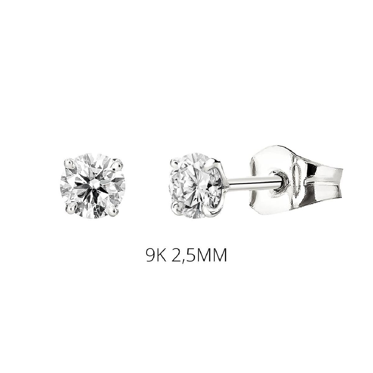 Boutons D'Oreilles Pierres Blanches AU375 À Montage Par Poussoir Sans Nickel – Zirconium