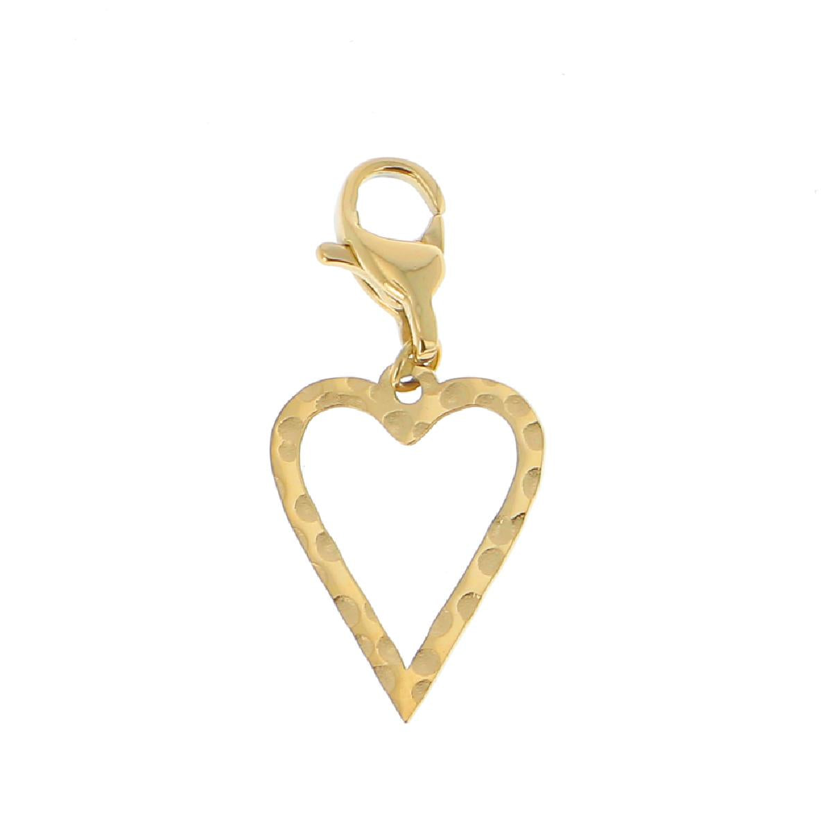 Pendentifs Cœur Ajouré Gravé Motif Floral Géométrique Minimaliste Sculpté – Acier Doré