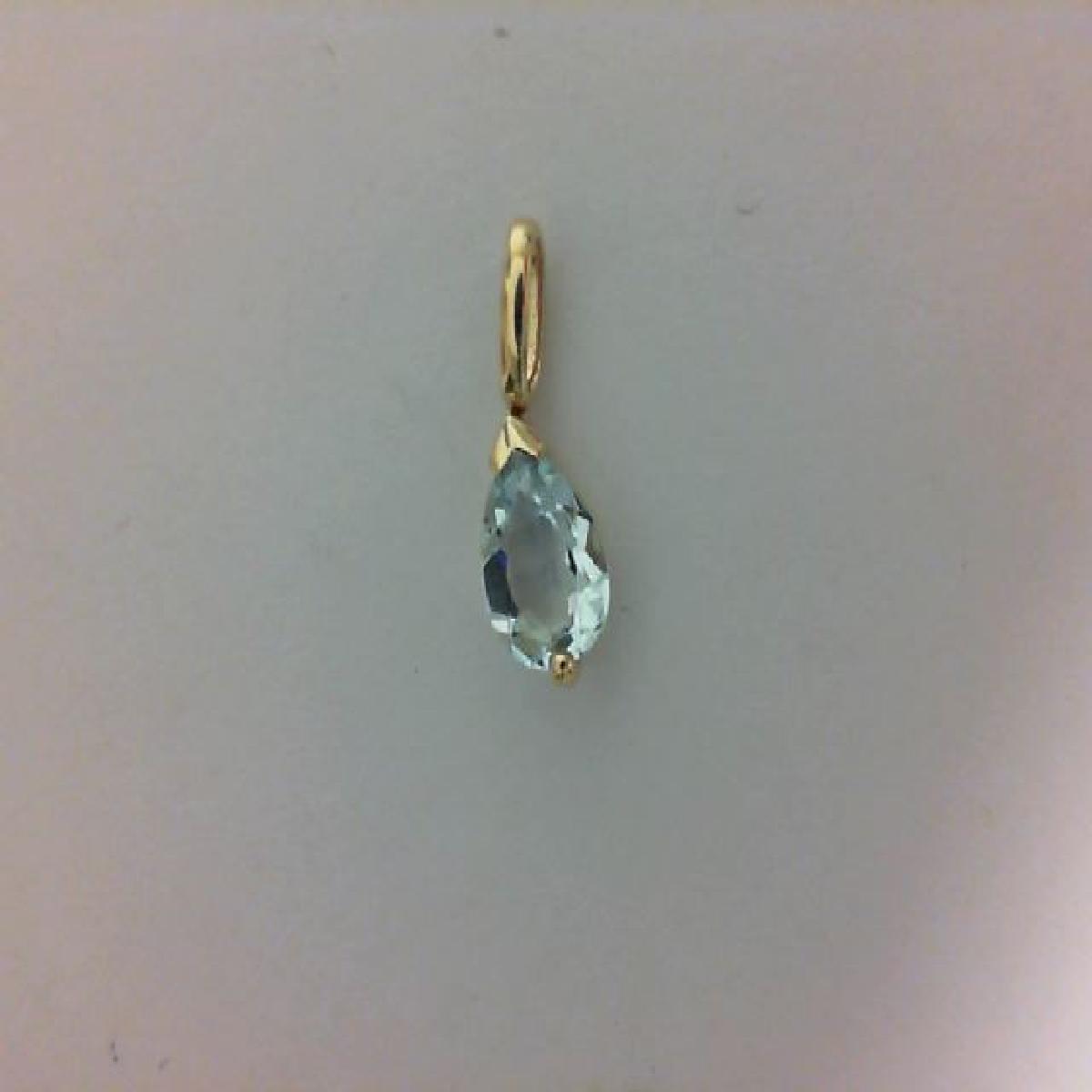 Pendentifs P Couleur Solitaire Aigue Marine Taille Goutte Gravé Style Classique – Or 18 Carats