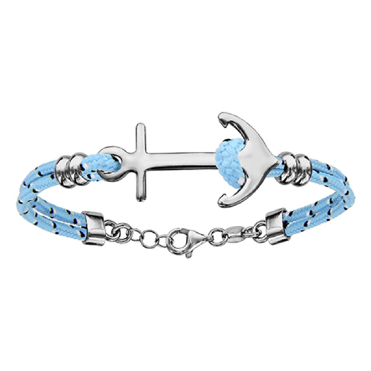 Bracelet Ancre Marine Double Corde Voilier Longueur Réglable 16–20 cm – Argent Rhodié 925