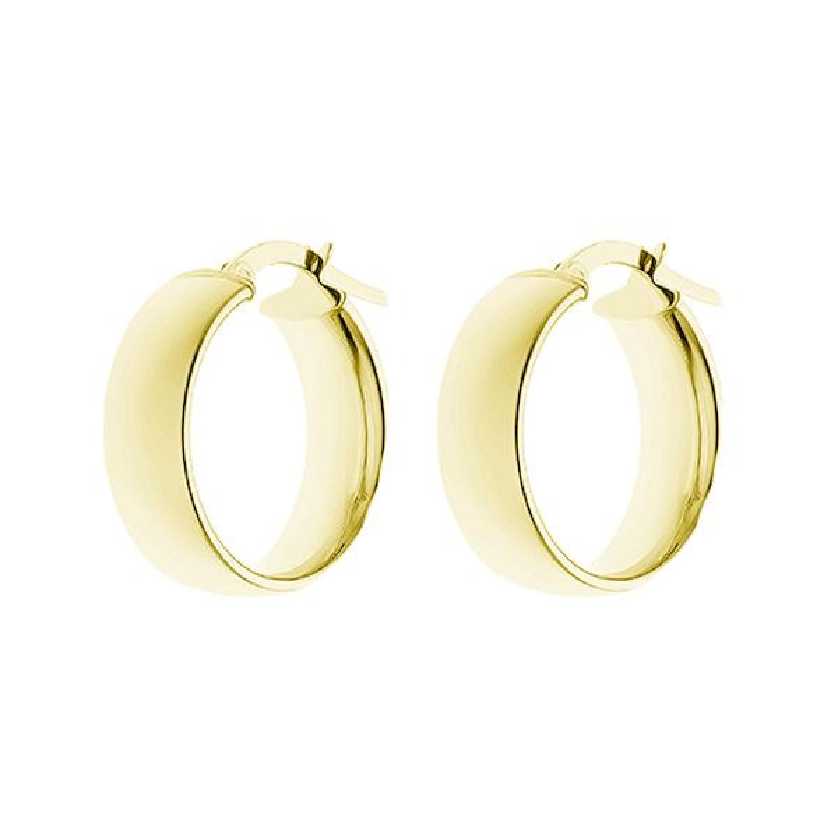 Boucles d'oreilles AU375 Or Jaune 375/1000 Largeur 6 mm Diamètre 10 mm Pour Usage Quotidien
