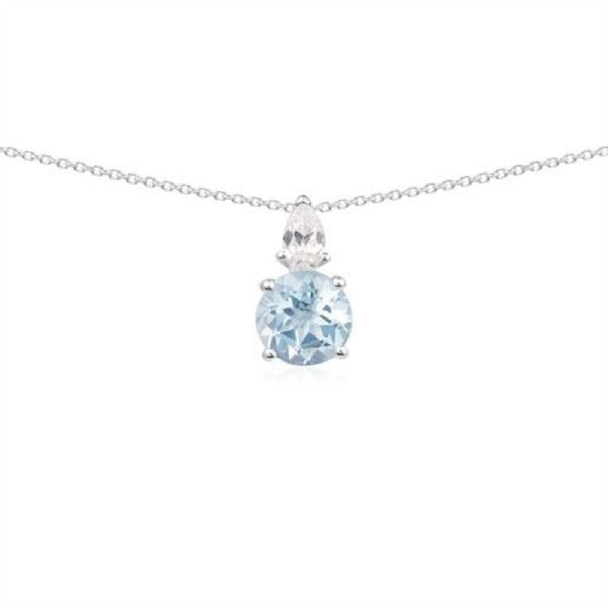 Collier simple AU375 Topaze Bleue