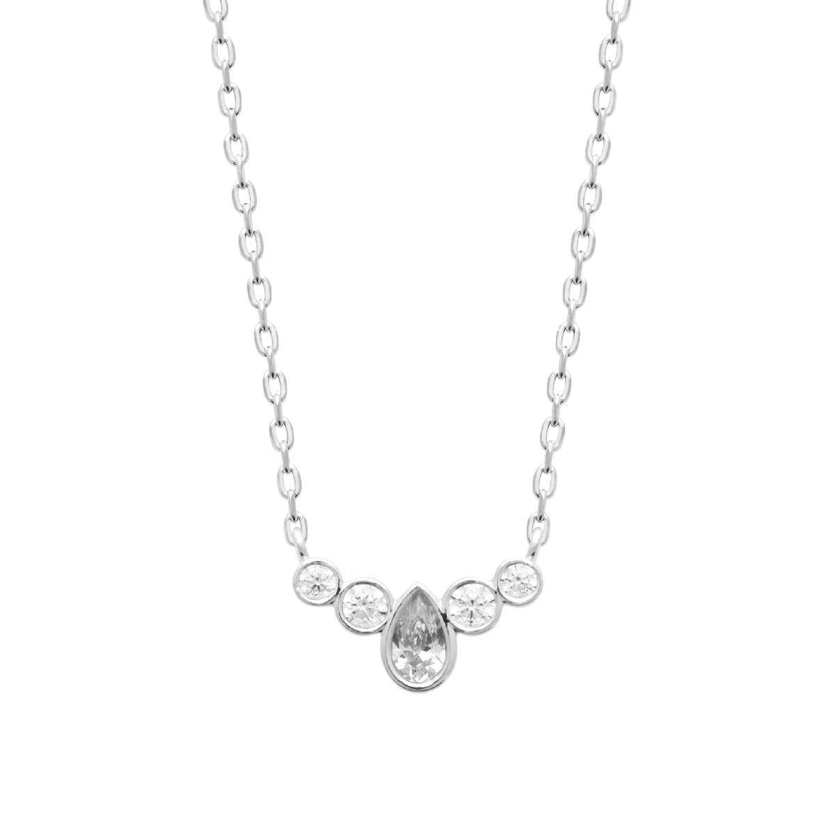 Collier Ras de Cou Simple P. Blanches ALOÏZE Collection – Argent 925 Zirconium Pur