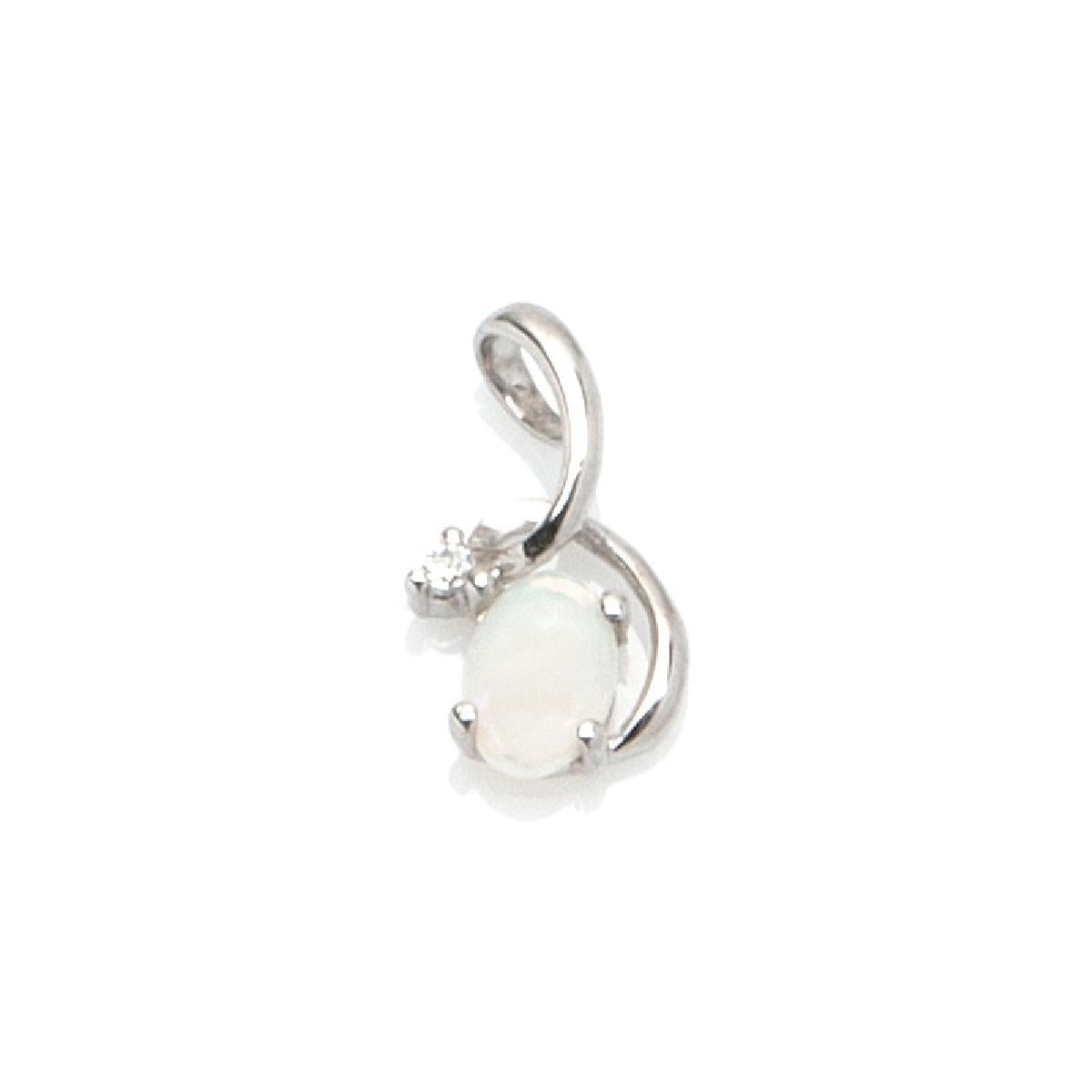Pendentifs P Blanche Solitaire Opale Monture Fine Tranche Moderne Epuree – Argent 925