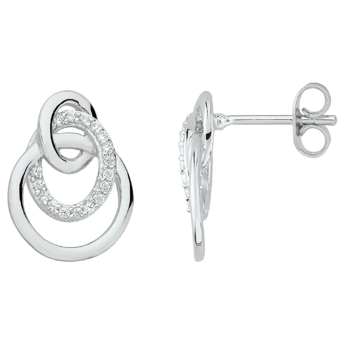Boucles d'oreilles pendantes collection Vague ALOÏZE AG925 – Zirconium gris poli
