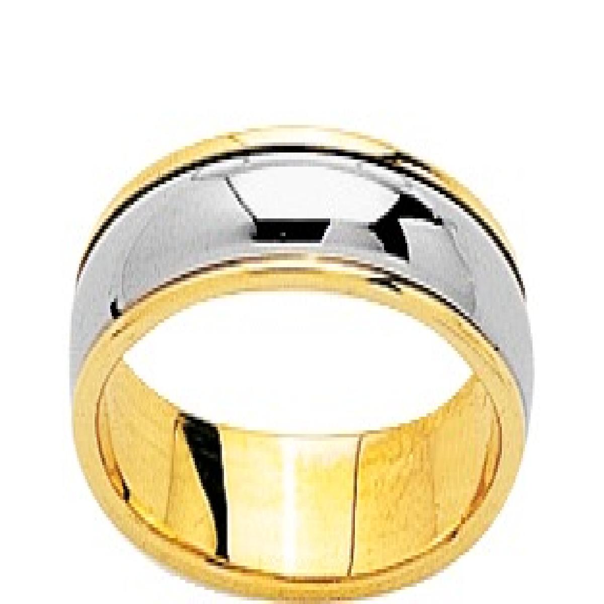 Alliances À Motifs Bombés Et Gravés Finition Polie - Or Jaune Et Blanc 750/1000 18 Carats