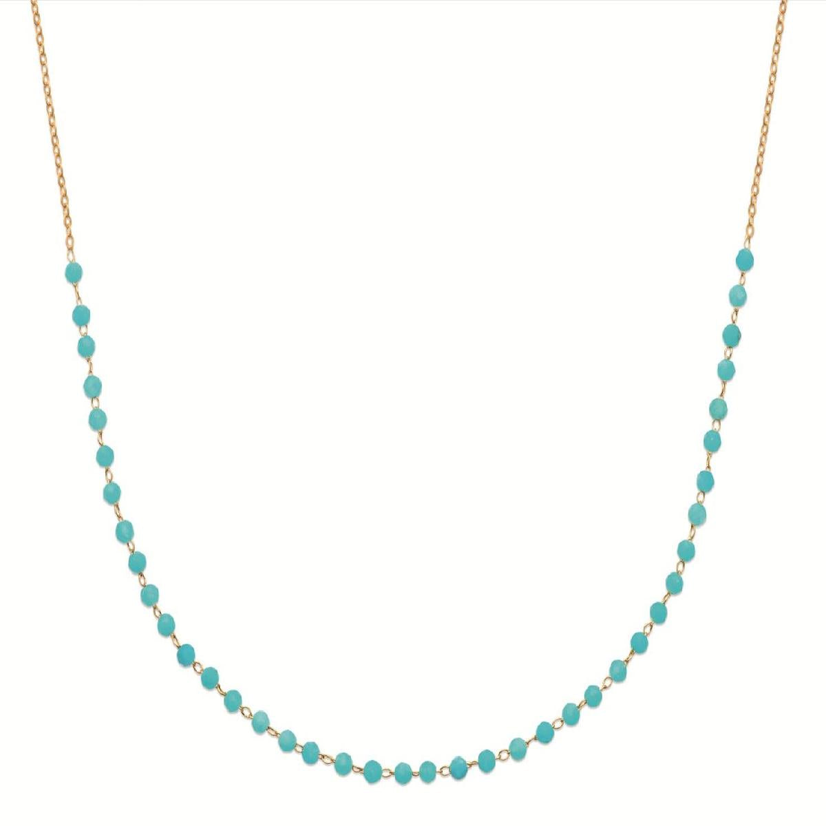 Collier Quartz Bleu 3 Pierres Forçat Mousqueton Longueur 45 Cm – Or Jaune 18 Carats
