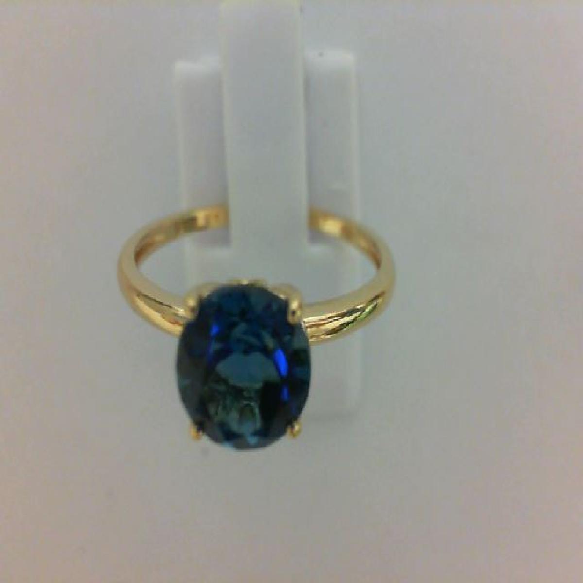 Bague Solitaire en Pierre de Couleur Naturelle Topaze Bleue Sertie – Or 18 Carats