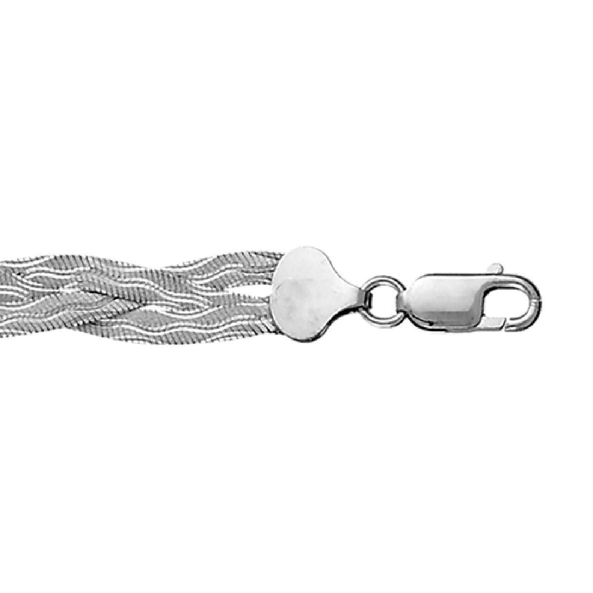 Bracelet AG925 – Argent 925 Massif Poli Gris Clair Finition Satinée Résistant au Ternissement Léger