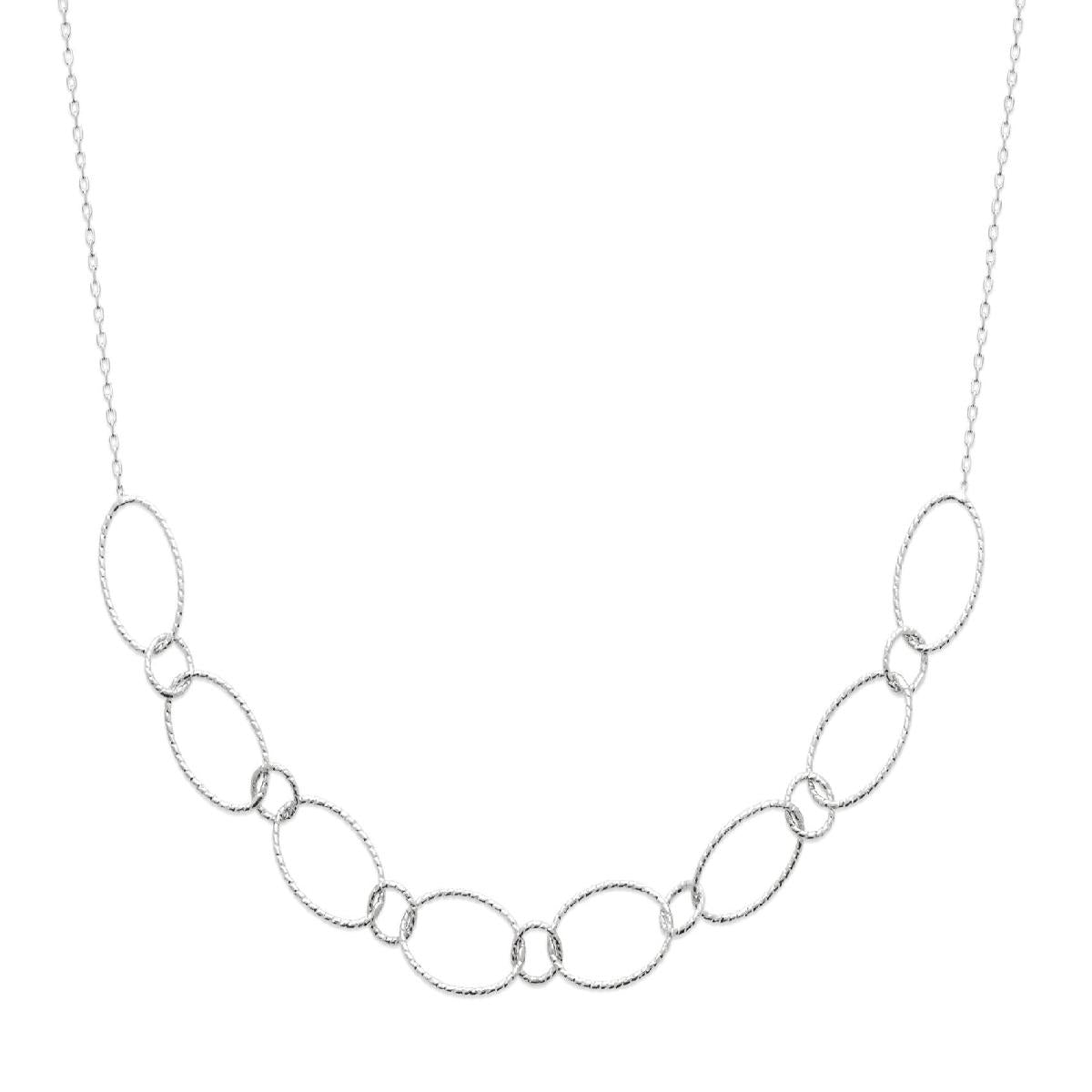 Collier Ovale Entrelacé Motif Ciselé Et Texture Satinée – Argent Rhodié 925/1000