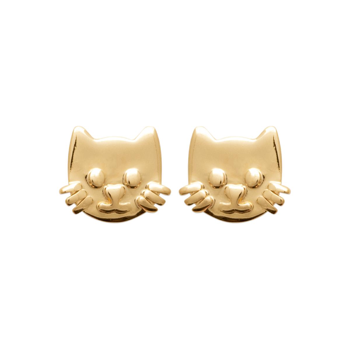 Boucles d'oreille en plaqué or pour enfants petits chats