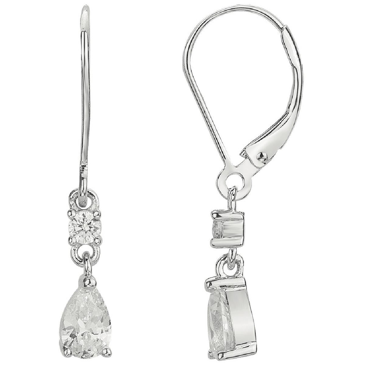 Créoles PAM Blanc Boucle Large Dormant Pend Argent AG925 Zirconium Finition Satinée