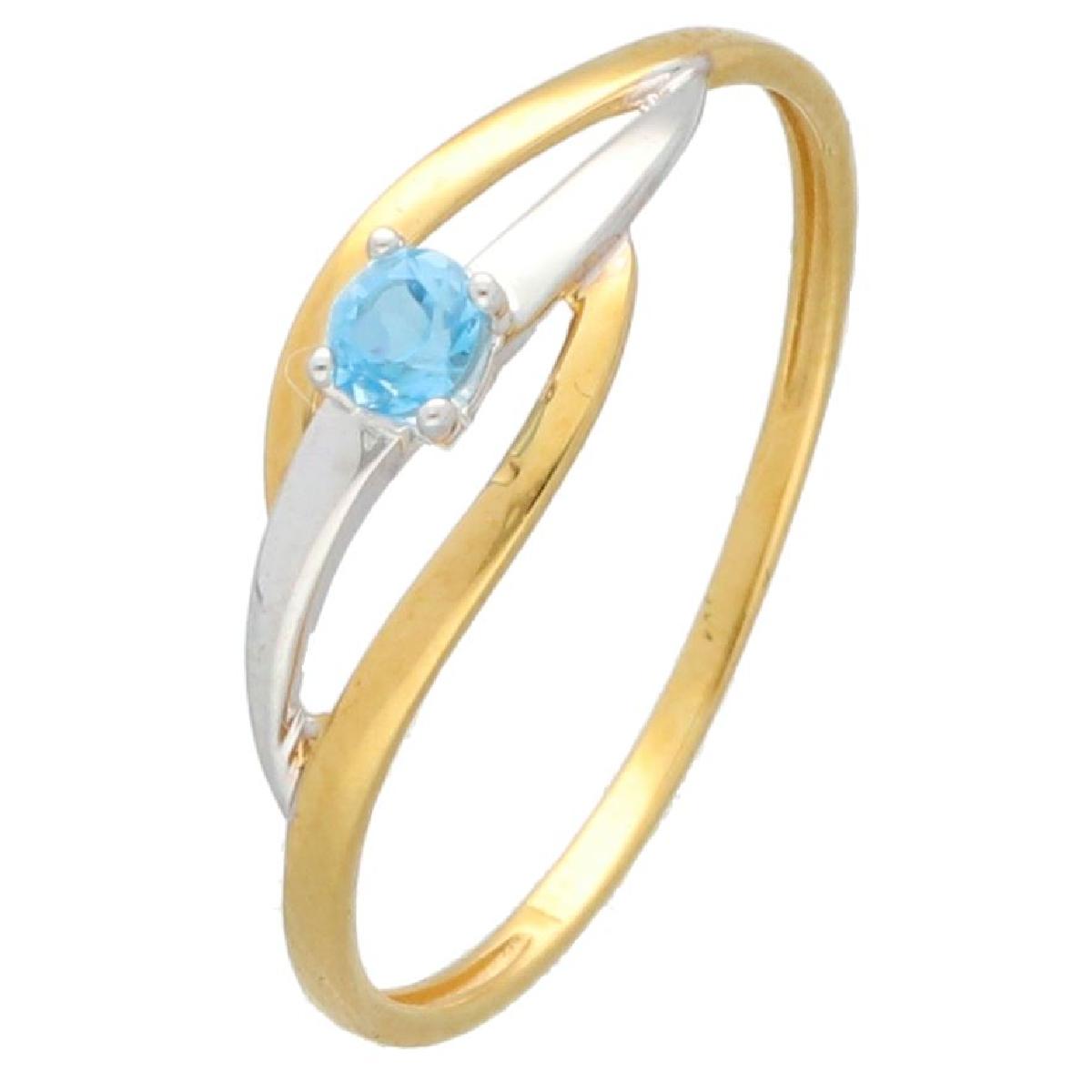 Bagues AU375 – Topaze Bleue Sertie En 4 Griffes, Or Blanc Et Jaune 9 Carats Tailles Disponibles
