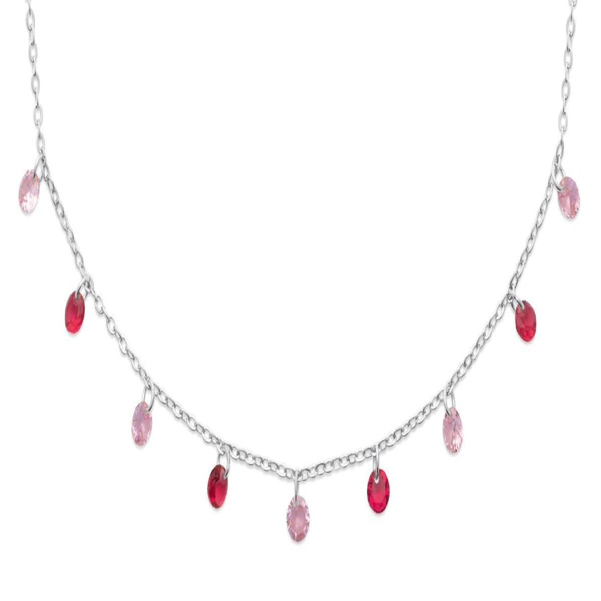 Collier À Neuf Pampilles AG925 Maille Forçat Longueur 45 Cm Mousqueton – Argent Rhodié 925/1000