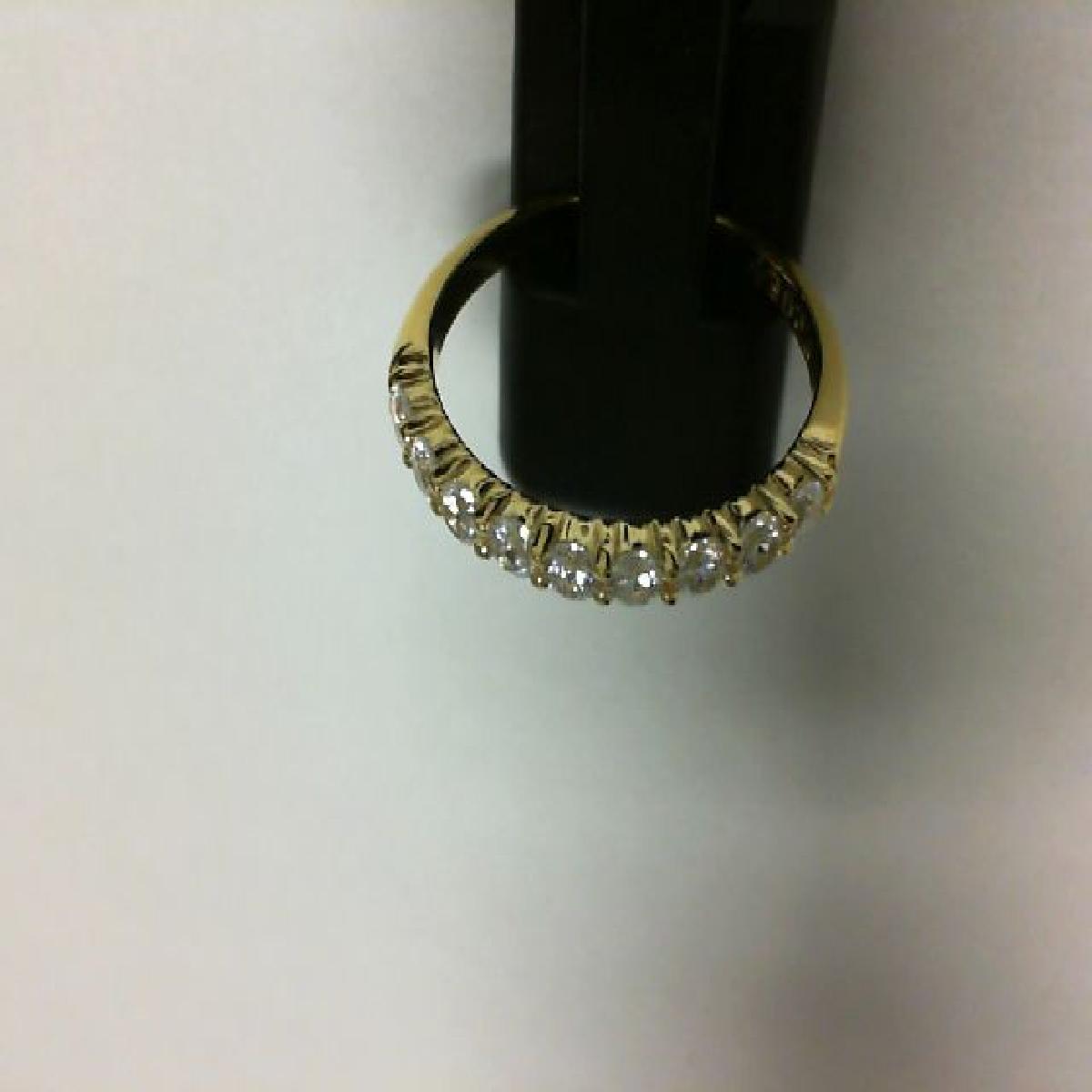 Alliance Demi-Tour Pierres Précieuses Diamants Naturels Sertis Griffes - Or Jaune 18 Carats