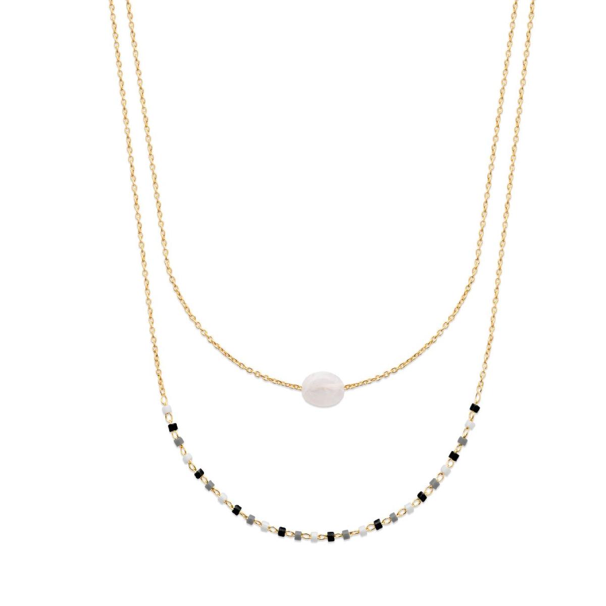 Collier Simple P Blanches – Pierre De Lune, Chaîne Fine Longueur 45 cm Collection ALOÏZE