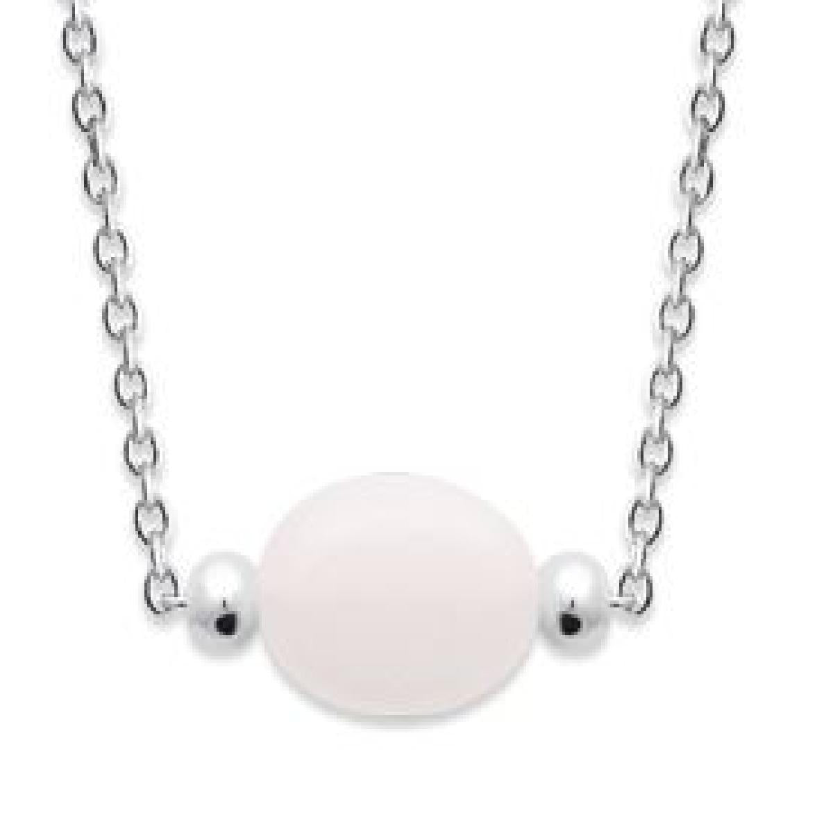Collier Pierre de Lune Cabochon Rond Taillé Longueur Standard Finition Satinée Argent 925