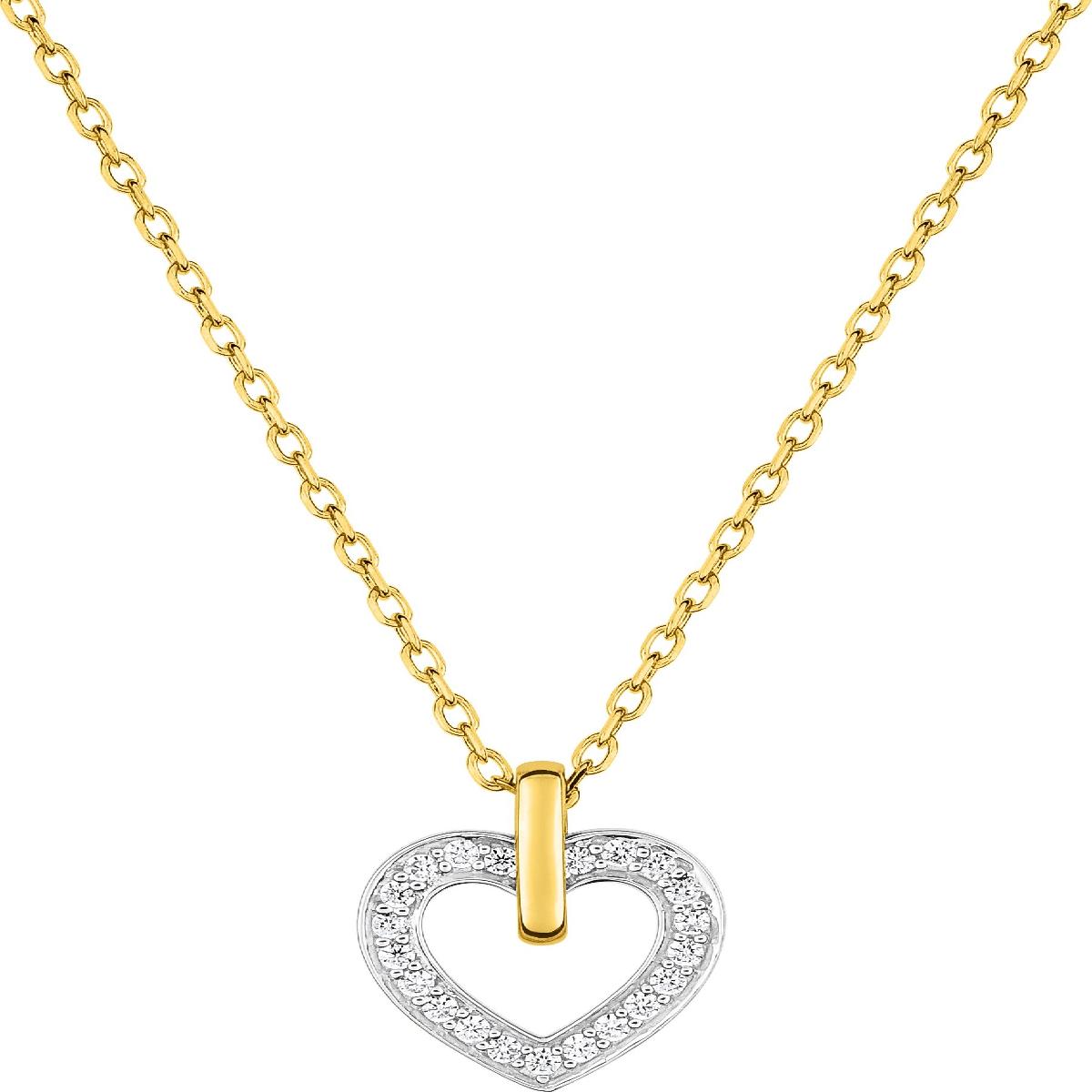 Collier Cœur AU375 Serti D'Oxydes De Zirconium Finement Taillé – Or Jaune 9 Carats