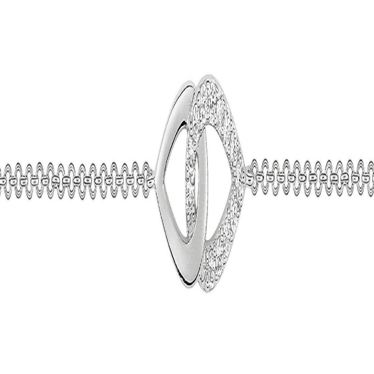 Bracelet AG925 Argent Rhodié Sur Mille Avec Oxydes De Zirconium Modèle Entremêlé Fermoir Mousqueton 18 Cm