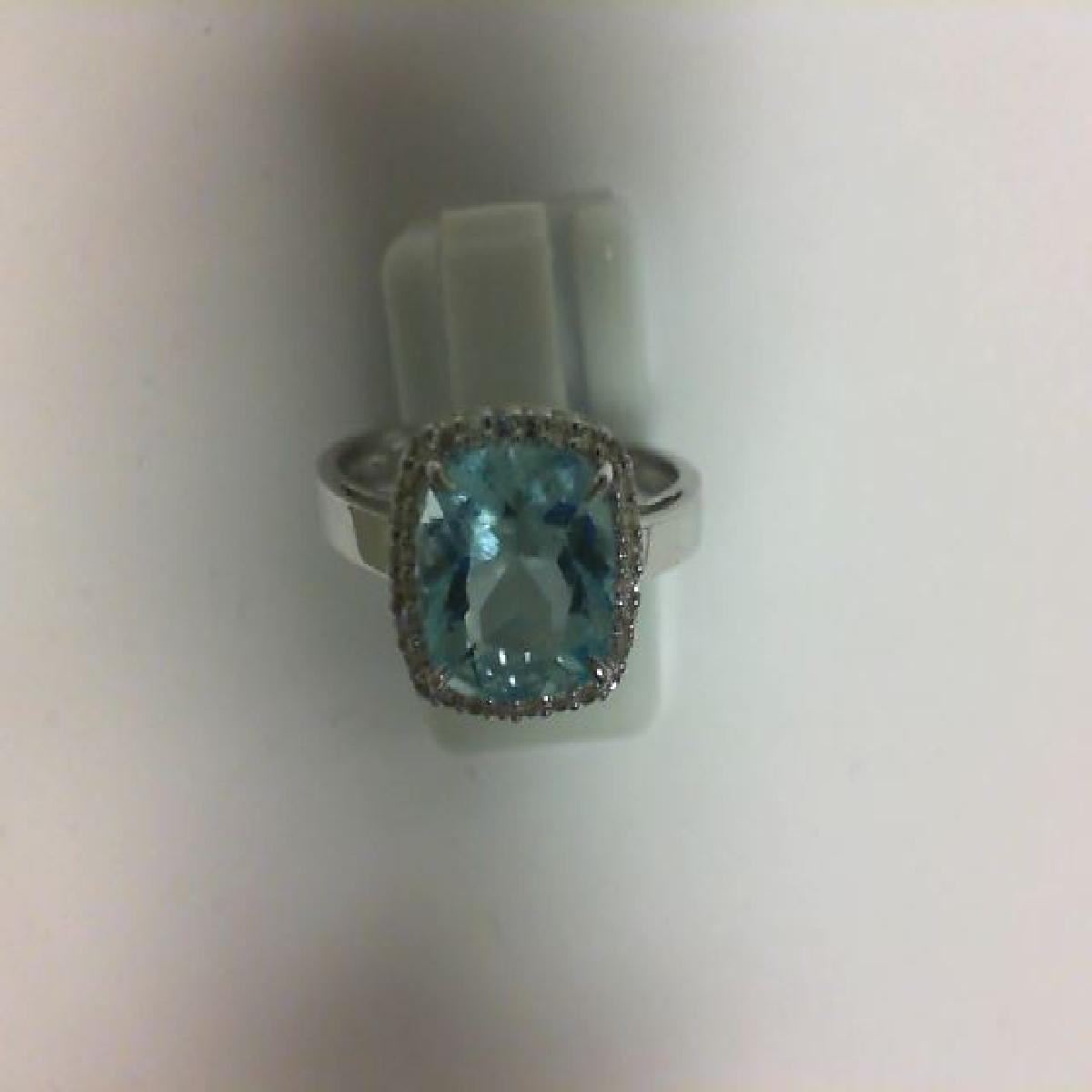 Bagues Topaze Bleue Poire Cinq Griffes Serti Clair Entourage Pavé – Or Jaune 18 Carats
