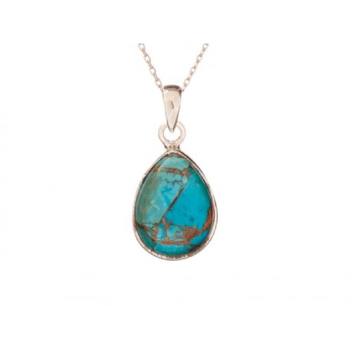 Collier Simple Turquoise Naturelle, Pierre Semi Précieuse Bleutée, Grain Fin et Discret – Argent 925