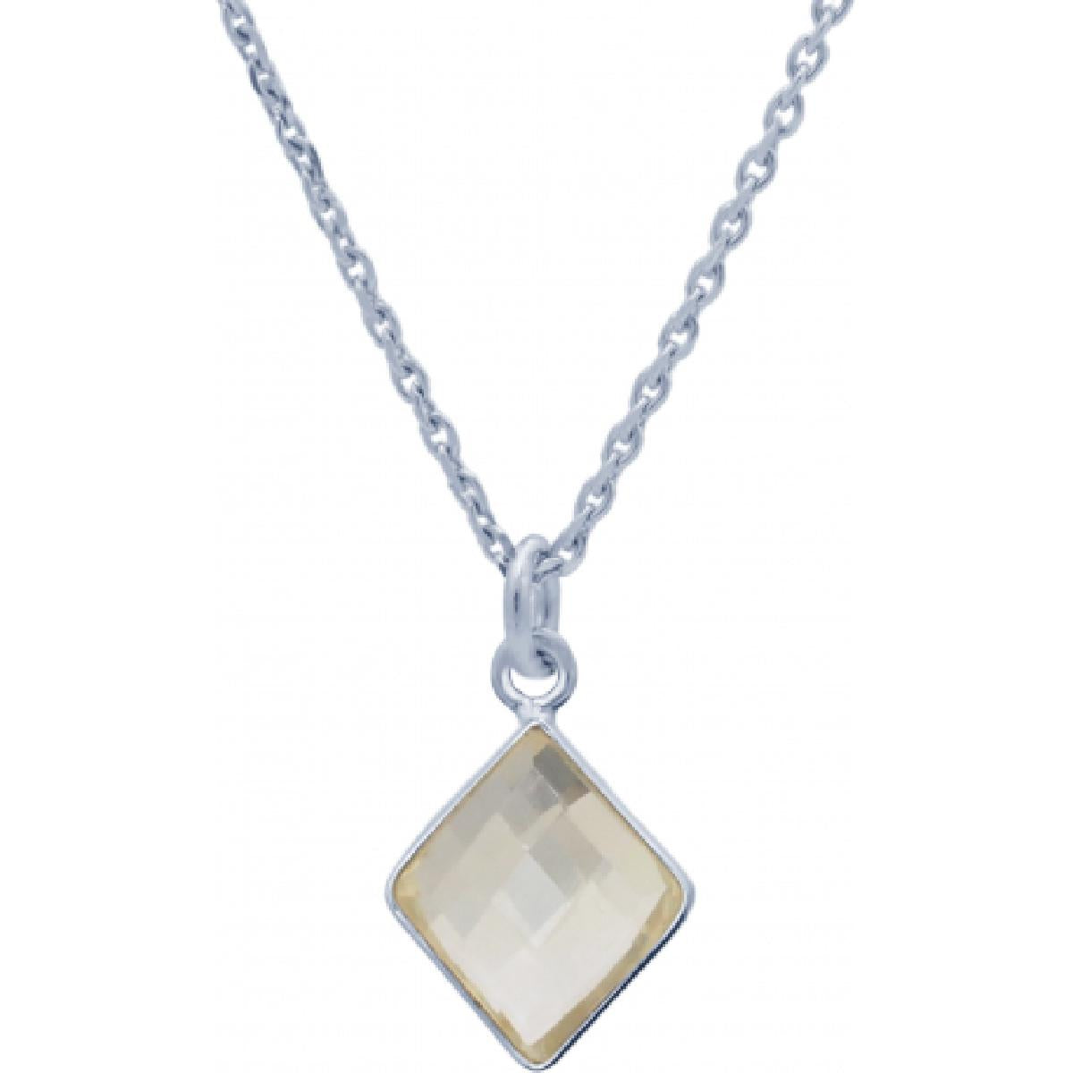 Collier Simple +P. Couleur – Argent 925 – Citrine Facettée Ronde 6 mm Longueur 40 cm