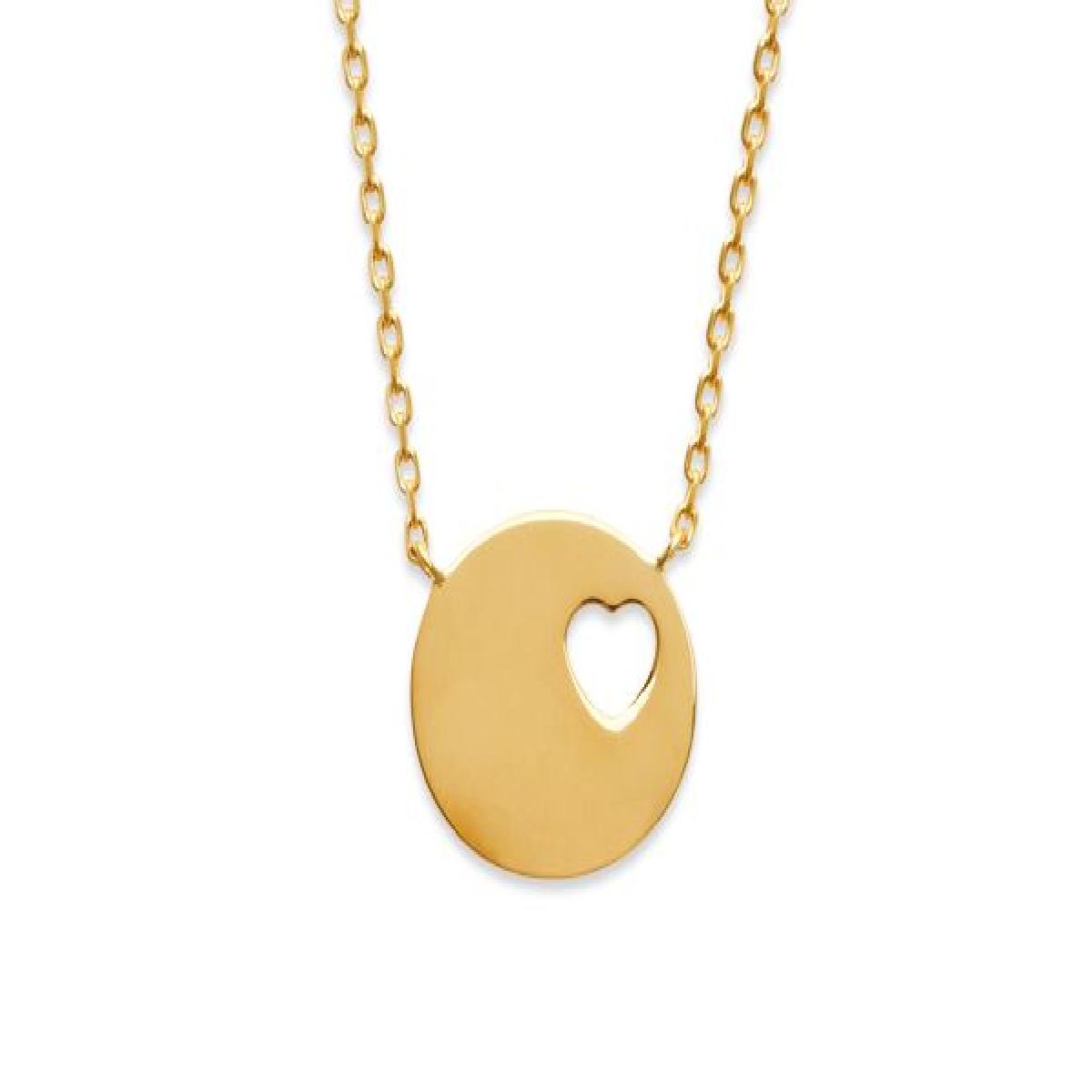 Collier Modèle Aloïze Collection Solstice Lignes Fines Pendentif Rond Motif Astral Or Jaune 18 Carats