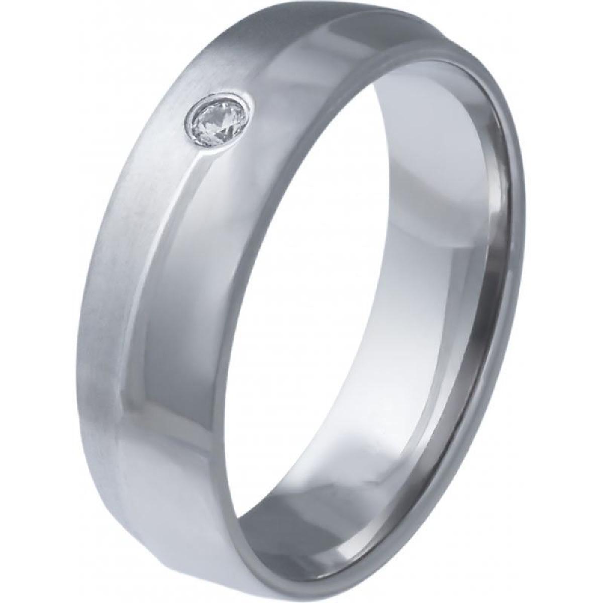 Alliance demi-jonc torsadée Oxyde de zirconium serti clos finition mate et brillante - Titane